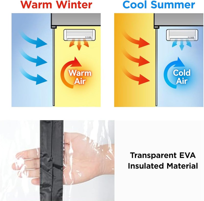 Skloopearg Transparent Thermal Insulated Door Curtain, Reversible Left or Right Side Opening, Screen Door Auto Closer Fits Doors Up to 36" x 82", to Keep Warm in Winter Cool in Summer for Air Conditioner Room - Image 4